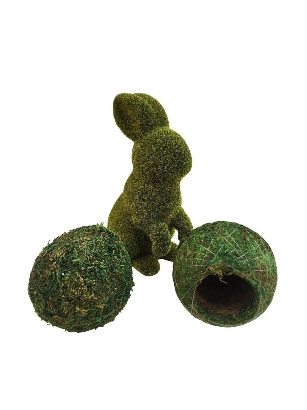 Moss Bunny Rabbit Figurine With Open Moss Balls Spring Easter Wreath Craft Suppl - Picture 12 of 13